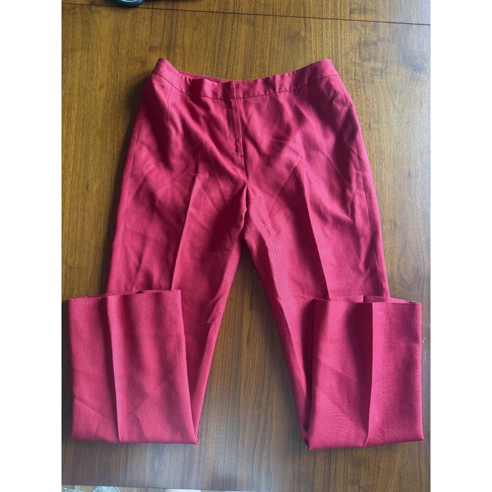Bill Blass Women's Rayon-Linen Blend Red Dress Pants - Size 10